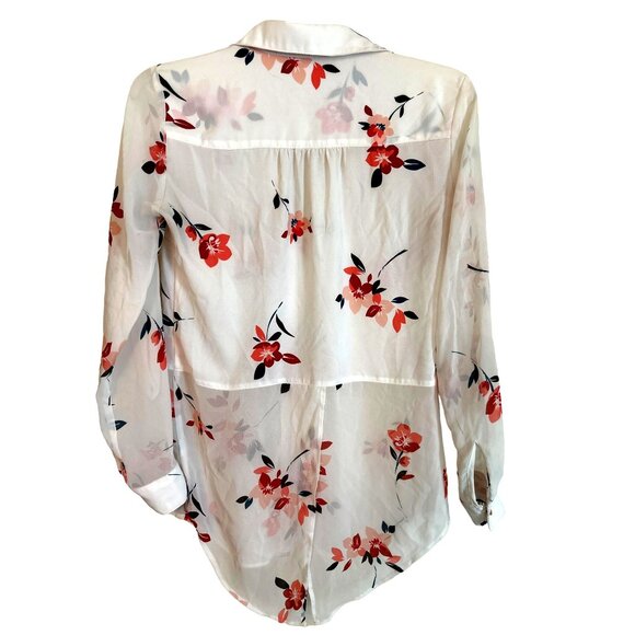 Candies Floral Sheer Button Down Layered Long Sleeve Blouse Size XS - Picture 2 of 6